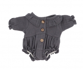 Barboteuse Lonore en Gaze de Coton Gris Souris pour Poupe Gordis