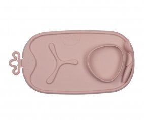 Vassoio Silicone Roll + Go con Cucchiaino Blush