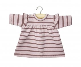Robe Melody en Jersey  Rayures Rose Orchide pour Poupe Gordis