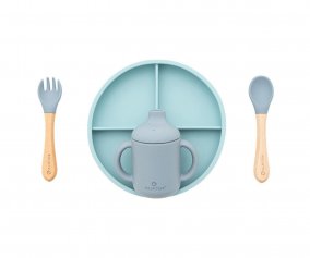 Conjunto Jantar  5 peas Silicone Azul 