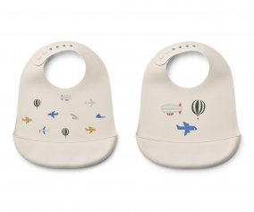 2 Bavoirs en Silicone Tilda Aviator/Ecru 