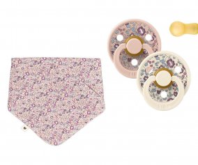 Pack 2 chupetas BIBS Round Colour + 1 seca babinhas Liberty Eloise Blush Mix