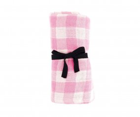 Mussola L Bianca Vichy Rose Fluo