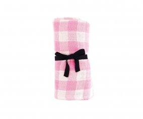 Mussola M Bianca Vichy Rose Fluo