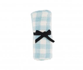 Mussola M Bianca Vichy Ecru Bleu