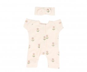 Conjunto Mono y Gorrito Lili Fleurs Douces mile & Ida para Mueco Soft