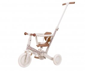 Triciclo con Barra 4 en 1 Blanco Flores