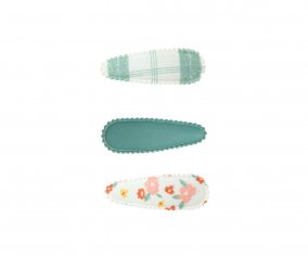 3 Clip para Cabelo Cottage Snap Fern Plaid + Sunset Meadow