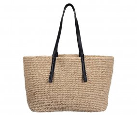 Bolsa Shopper preta Kami Straw